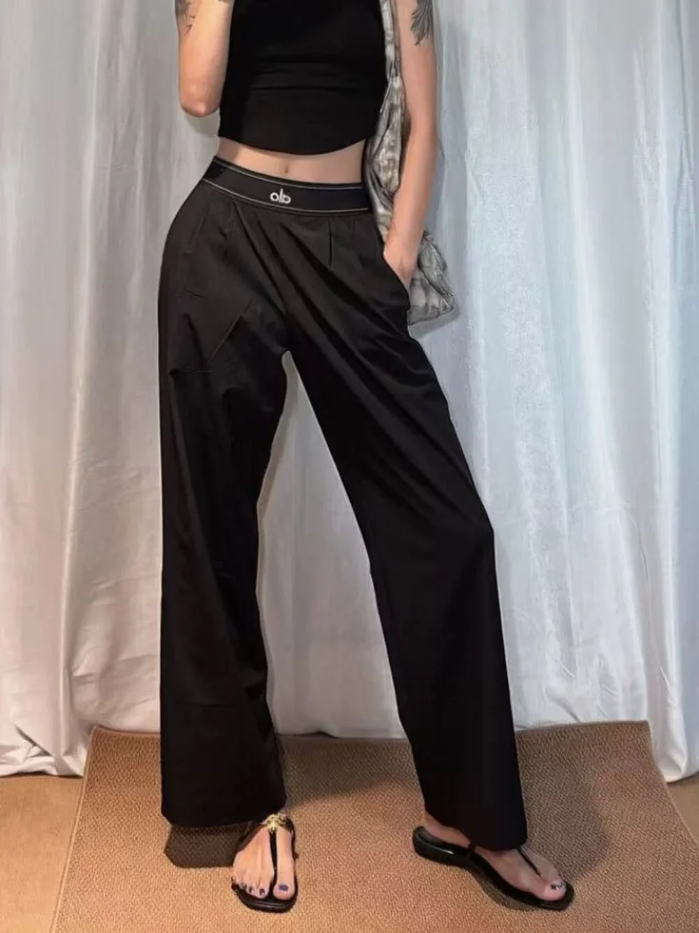 ALO Yoga Black Suit Up Trouser🔥 Chic Wide Leg Work Pants | Regular NWT🎄